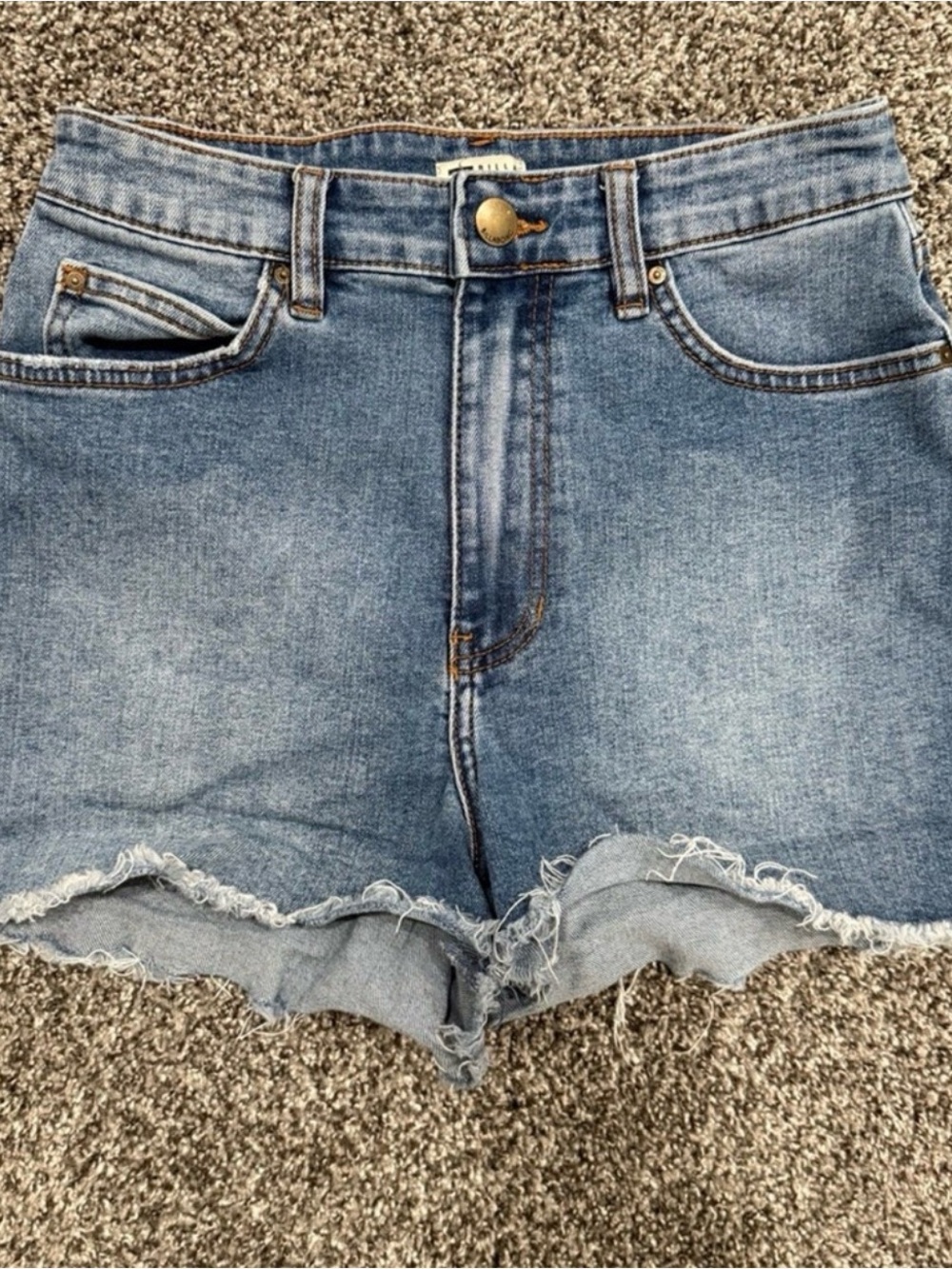 Billabong Light Blue Distressed High-Rise Denim Shorts